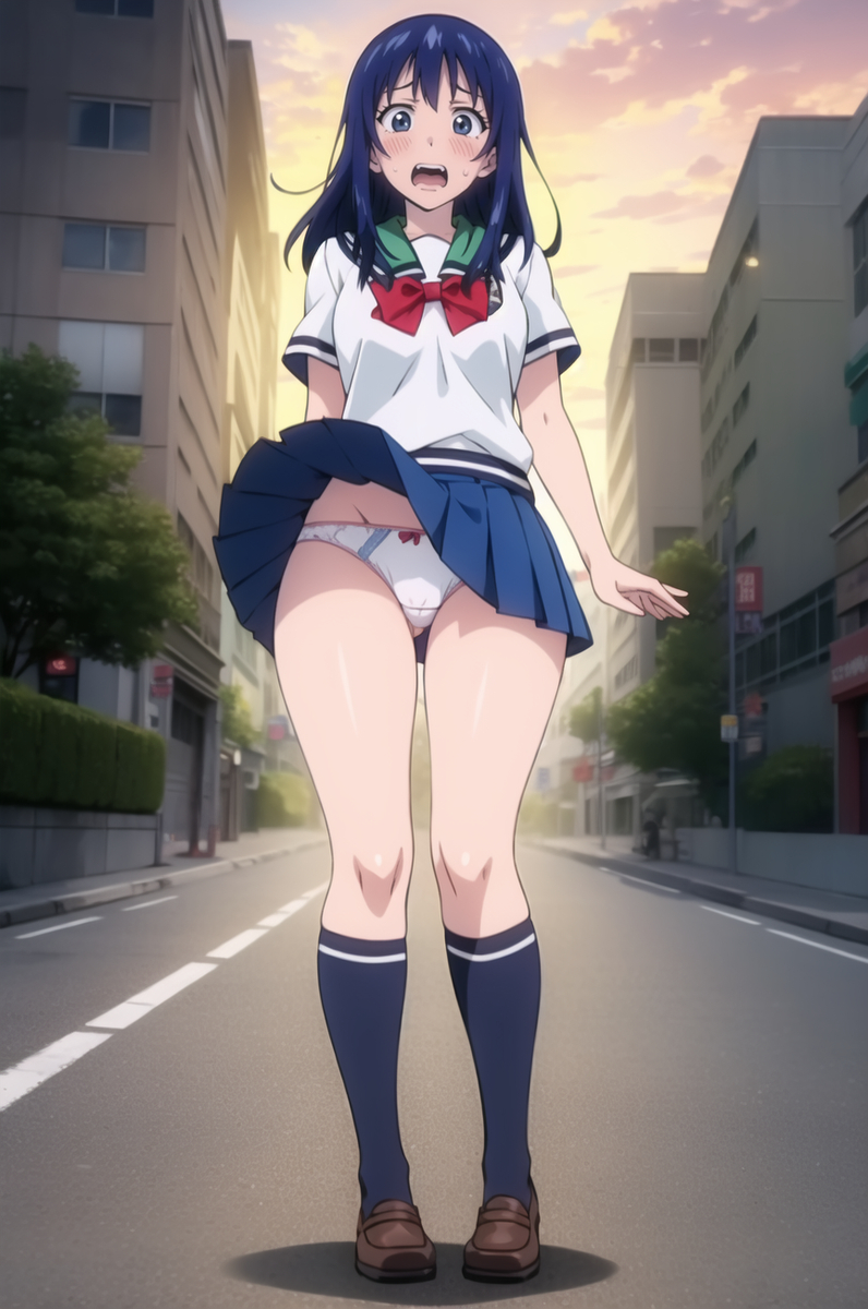 ai_generated blue_eyes blue_hair blush pussy saiki_kusuo_no_psi_nan shot skirt teruhashi_kokomi