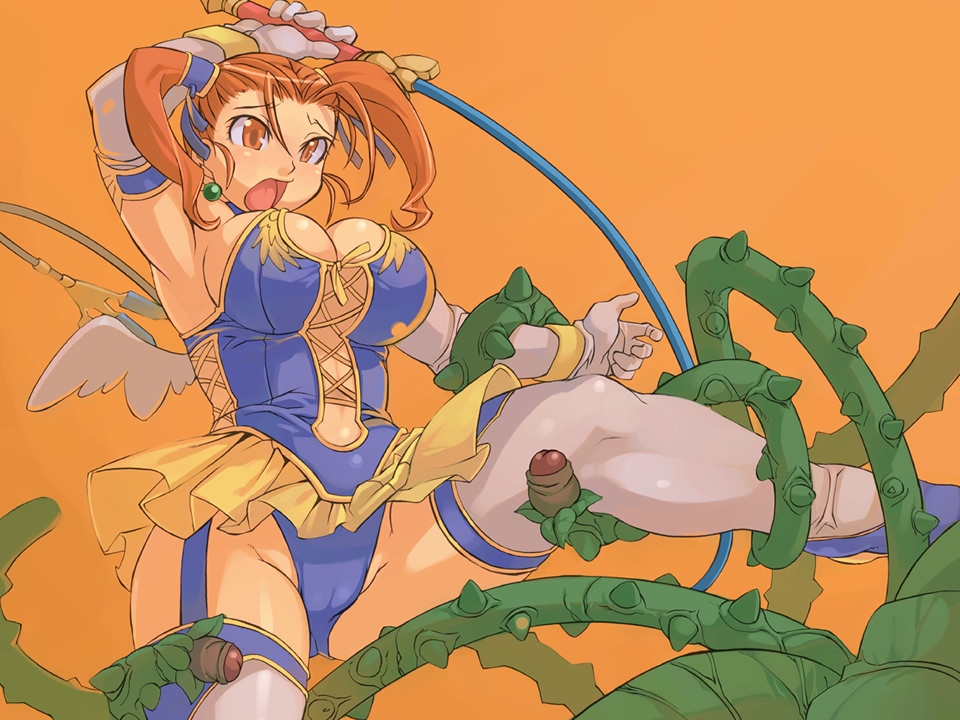 breasts cameltoe carnivine_(dragon_quest) cleavage clothing divine_bustier dragon_quest dragon_quest_viii earrings elbow_gloves female garters gloves hirohiro human imminent_rape jessica_albert large_breasts leotard open_mouth orange_eyes orange_hair penis penis_tentacles phallic phallic_symbol plant plant_tentacle red_hair skirt stockings tentacle tentacle_on_female tentacle_penis tentacles thick_thighs thighhighs thorns tied_hair twintails uncensored vagina vine vines whip wings