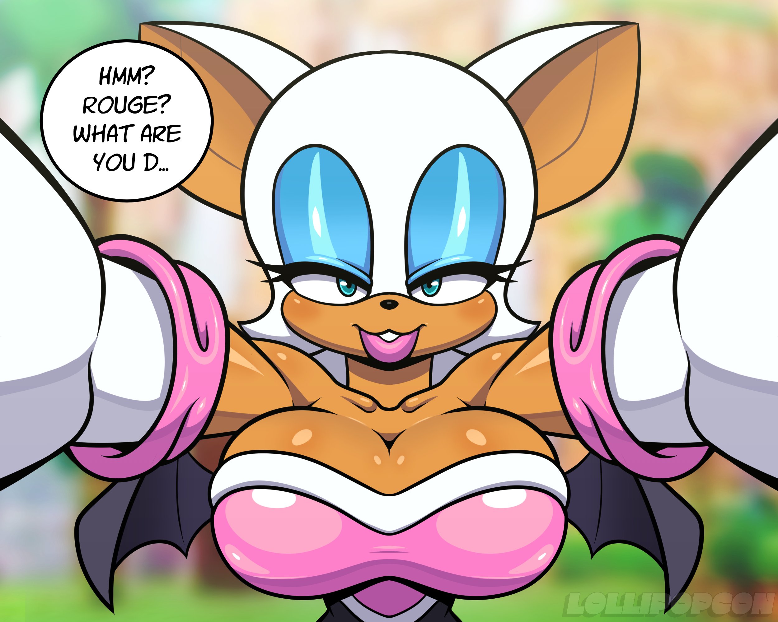 bedroom eyes, big breasts, breasts, buchukisu, female, lollipopcon, pov, rouge the bat, sega, solo, sonic (series), sonic the hedgehog (series)