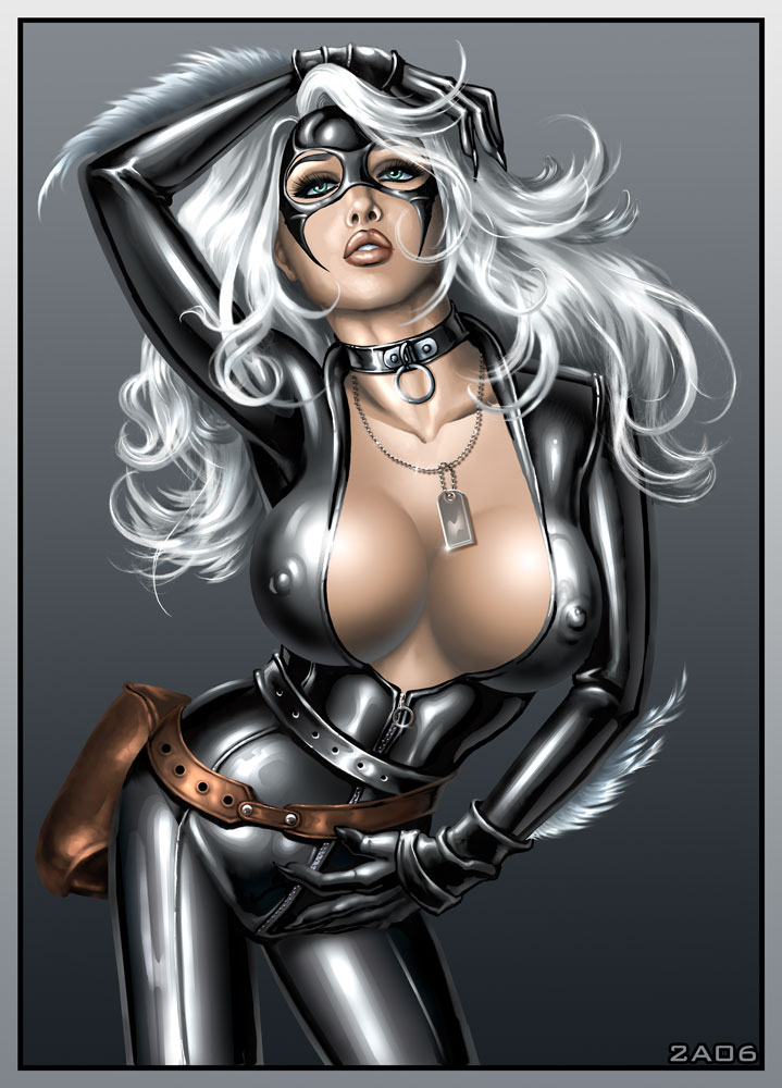 1girls black_cat_(marvel) bodysuit candra felicia_hardy female female_only human marvel marvel_comics shiny shiny_suit solo spider-man_(series) straight_hair tagme unzipped zipper_pull_tab