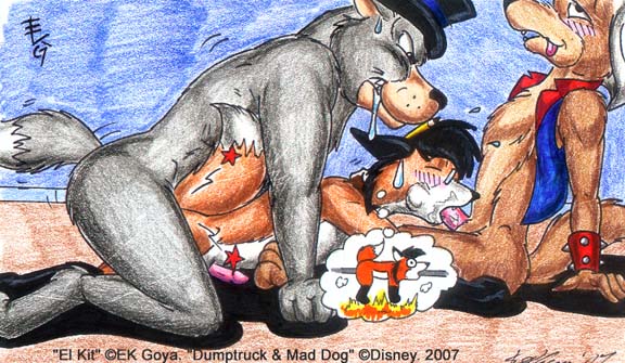 2007 3boys anthro disney dumptruck_(talespin) ek_goya furry gay mad_dog male male_only penis tagme talespin yaoi