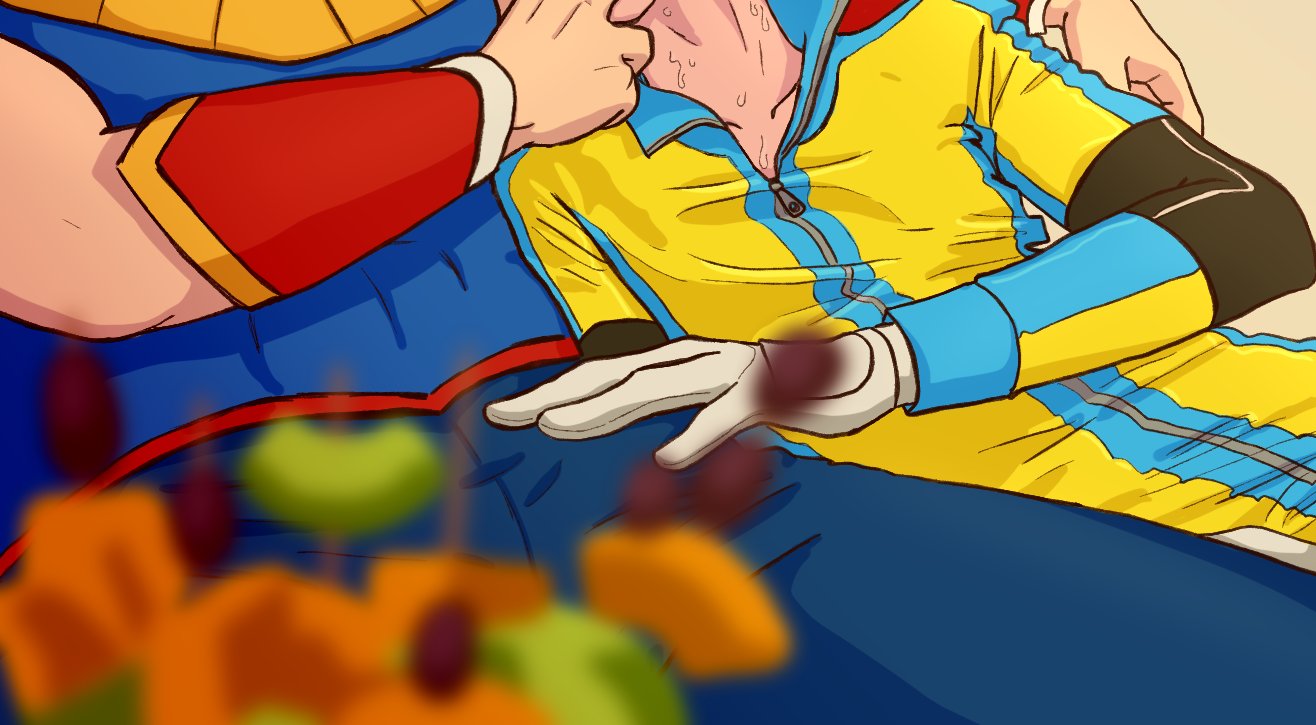bulge, dispatch (game), gay, male, male only, muscular, muscular male, phenomaman, size difference, skinny, tinysatellite, touching bulge, waterboy (dispatch)