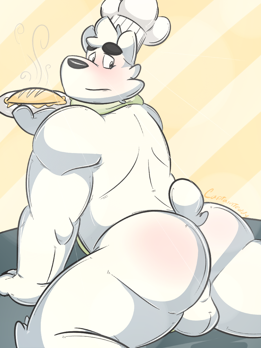 1boy anthro ass balls bara bara_ass bear big_ass big_ass_(male) bubble_ass bubble_butt butt chef chef_hat food gay ice_bear male male_only mammal muscle muscles muscular muscular_ass muscular_butt polar_bear ringersoul solo thecaptainteddy we_bare_bears yaoi