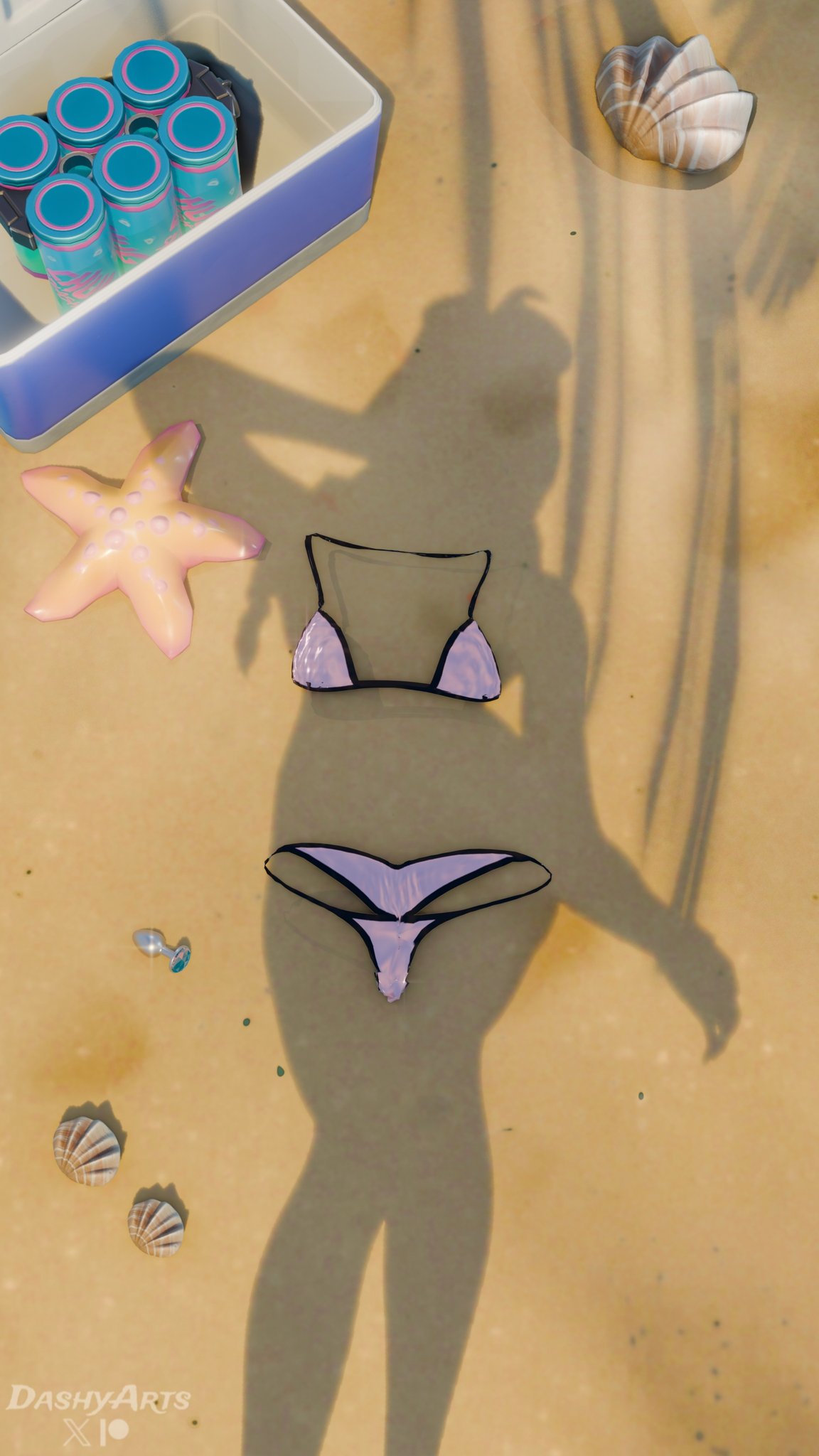 1girls, 2025, 2026, 3d, 3d (artwork), beach jules, beach shadow trend, bikini, bikini bottom, bikini top, blender, dashyarts, epic games, female, female focus, female only, female pov, fortnite, fortnite: battle royale, hi res, high resolution, highres, implied nudity, jules (fortnite), light skin, pose, posing, pov, sand, shadow, showing off, silhouette, silhouetted body, sunlight, watermark