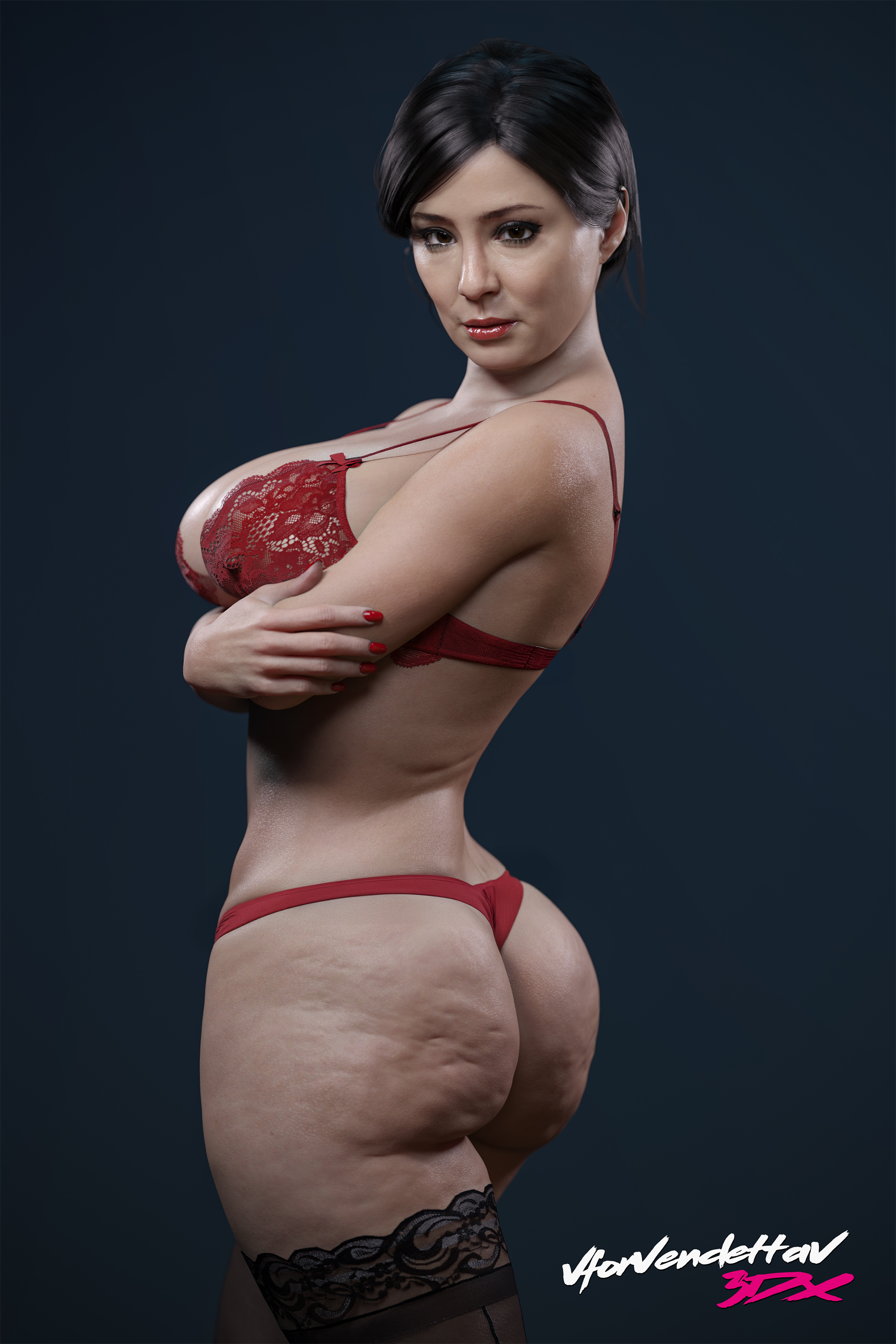 1girls, 3d, 3d (artwork), black hair, breasts, cellulite, erect nipples, erect nipples under clothes, female, female focus, female only, hair bun, lingerie, looking at viewer, makeup, marvel, marvel comics, rio morales, rio morales (insomniac), spider-man (ps4), spider-man (series), spider-man 2 (ps5), spider-man: miles morales (ps5), t-shirt, tied hair, vforvendettav