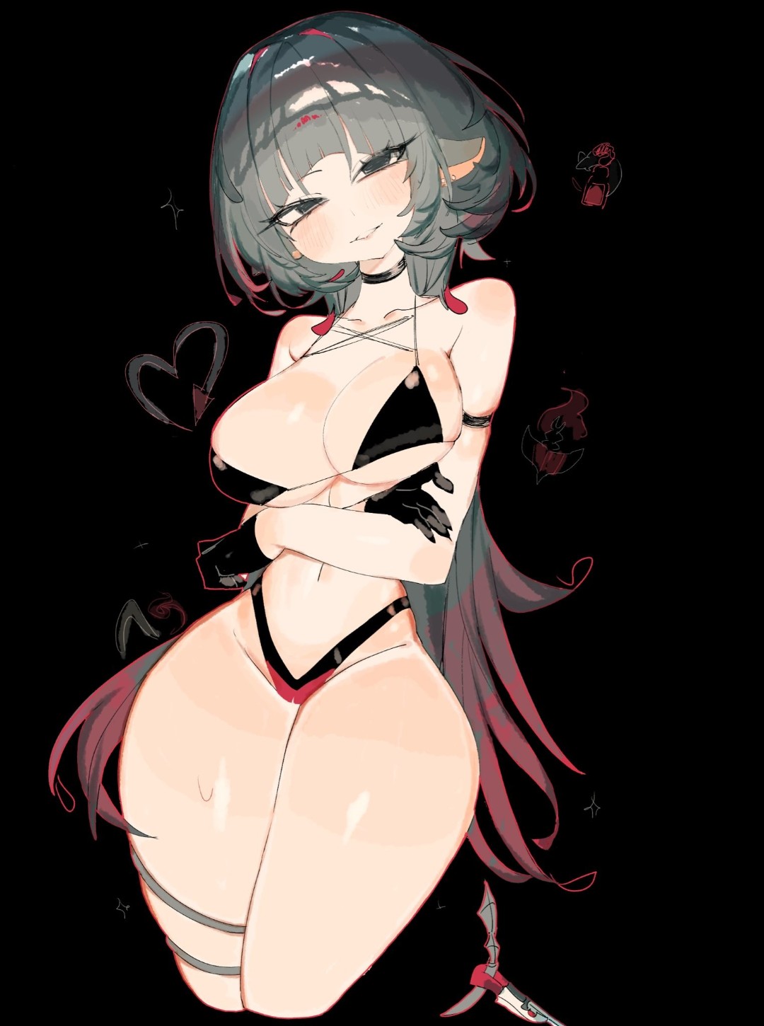 1girls, bikini, black hair, jane doe (zenless zone zero), tagme, thick thighs, usa37107692, zenless zone zero