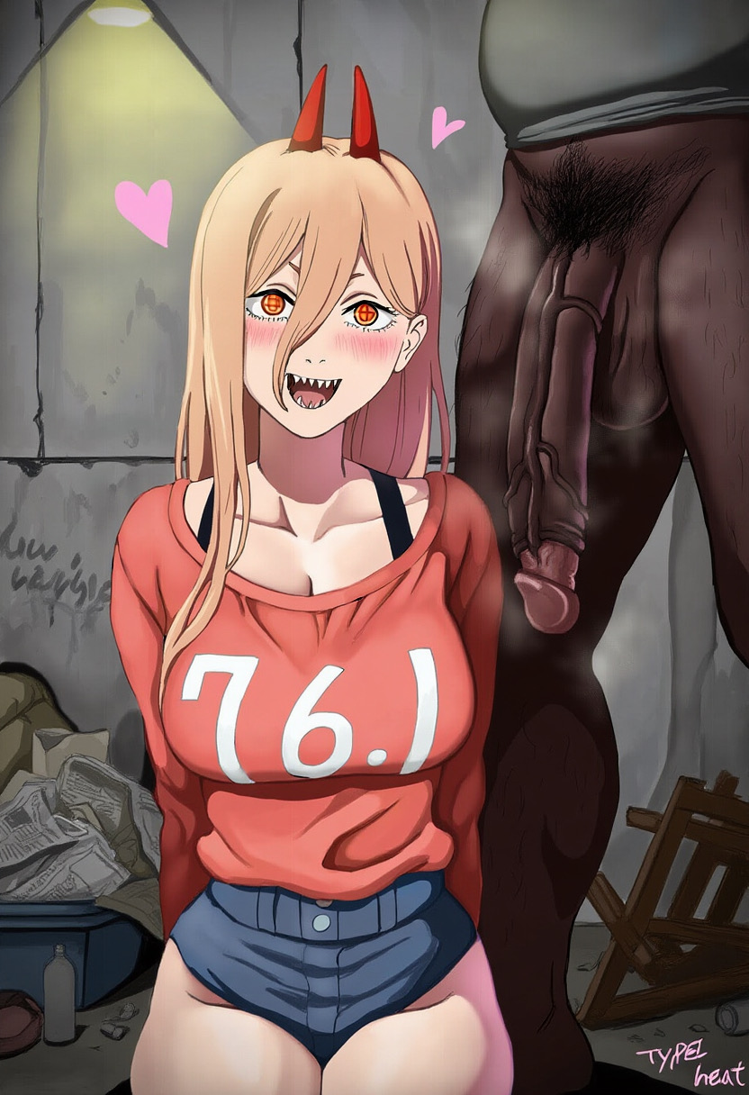 1boy 1boy1girl 1girls ai_generated alley balls blonde_hair blush bra_strap chainsaw_man cheating cheating_female cheating_girlfriend cleavage dark-skinned_male fat_man female girthy_penis hairy_male heart homeless homeless_male horns interracial large_breasts large_penis looking_at_viewer male male/female messy netorare ntr on_floor open_mouth outdoors power_(chainsaw_man) ringed_eyes sharp_teeth shirt shorts sitting smell smelly_cock solo_focus straight testicles thighs trash trash_can veiny_penis waroffree yellow_eyes