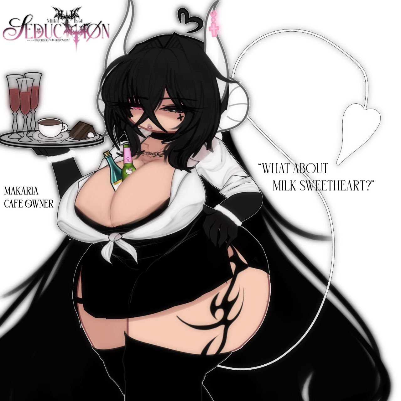 1girls, ass, big ass, big breasts, bimbo, black hair, breasts, demon, demon girl, english text, female, gacha, gacha art, gacha club, gacha heat, huge ass, huge breasts, m1lkiilvst, succubus, tail hair, tattoo