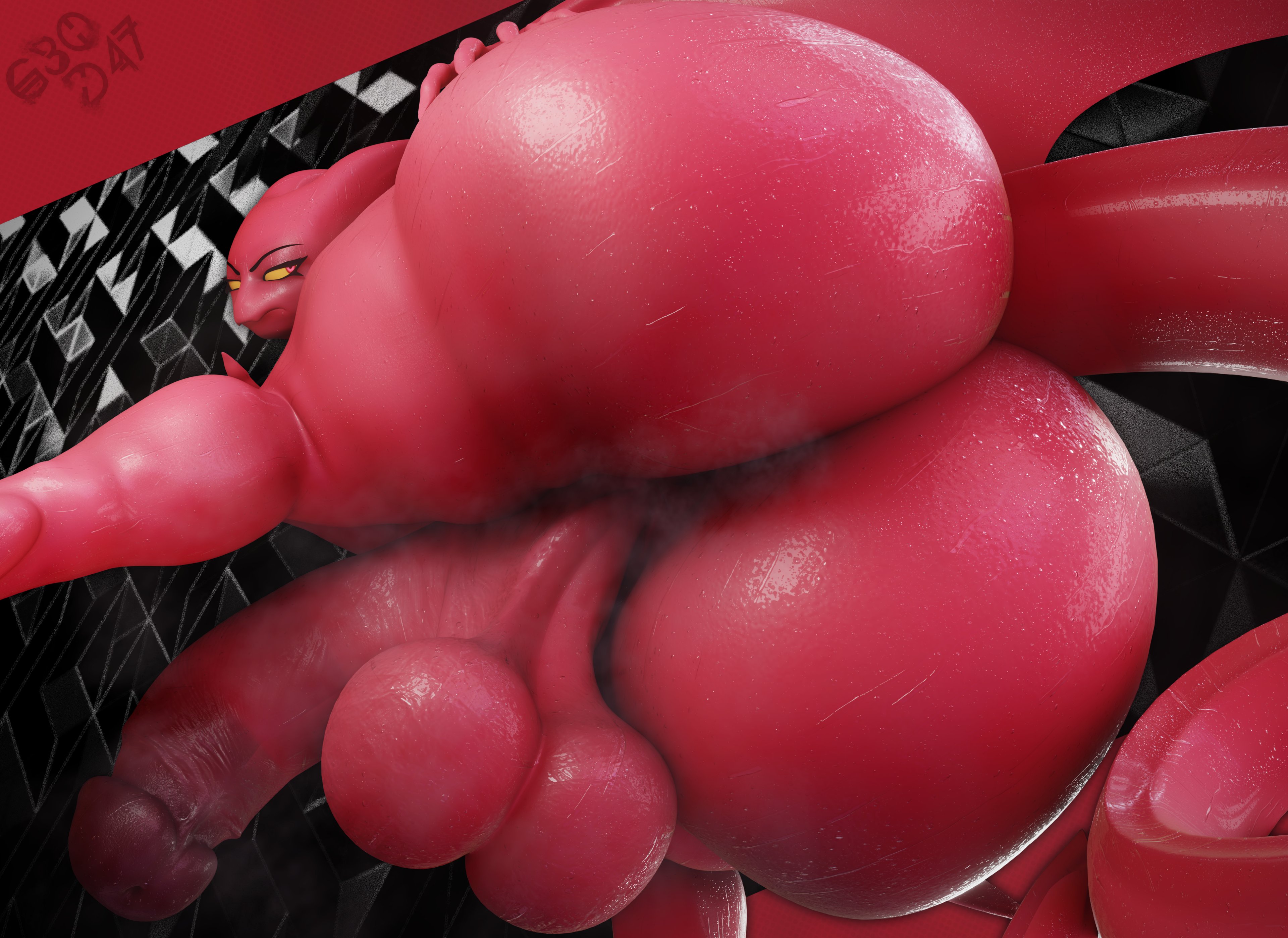 1futa, 3d (artwork), absurd res, annoyed, anthro, ass, ass focus, backsack, balls, ballsack, big ass, big balls, big butt, big penis, bodily fluids, bubble ass, bubble butt, butt focus, crossgender, demon, digital media (artwork), dragon, female, female to futa, fti crossgender, futa only, futanari, genderswap, genderswap (fti), genitals, geodat64, gigantic ass, glans, glistening, glistening balls, glistening body, glistening butt, glistening face, glistening genitalia, glistening glans, glistening legs, glistening penis, glistening skin, glistening tail, glistening thighs, hand on ass, hand on butt, hand on own butt, hi res, huge ass, huge balls, huge butt, huge cock, huge penis, humanoid genitalia, humanoid penis, intersex, looking back, lucia (satina), musky butt, musky penis, nude, nude futa, nude intersex, penis, rear view, red body, rule 63, satina (series), solo, solo futa, steaming, sweat, sweaty ass, sweaty butt, tail, watermark, wet butt, yellow sclera