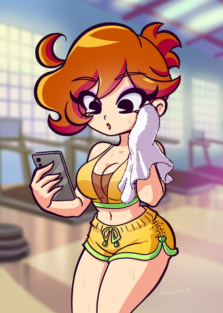 breasts cute girl nancysauria_(character) red_hair