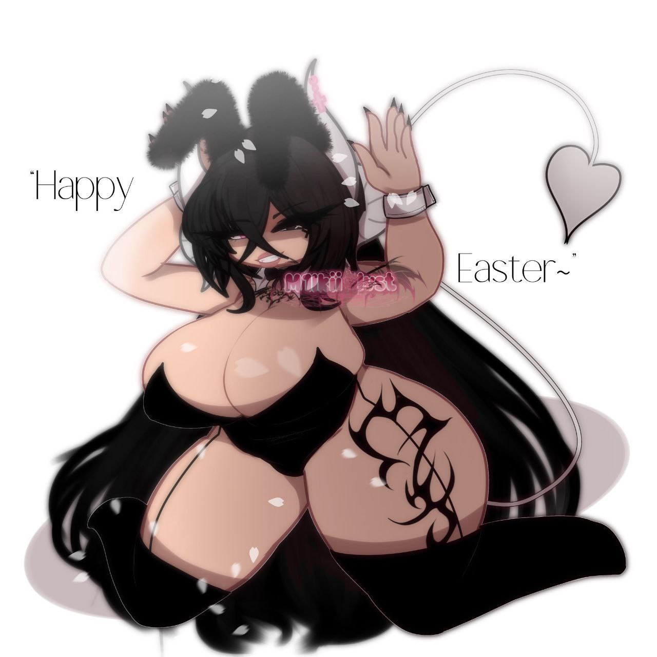 1girls, ass, big ass, big breasts, bimbo, black hair, breasts, bunny costume, demon, female, gacha, gacha art, gacha club, gacha heat, huge ass, huge breasts, m1lkiilvst, succubus, tag, tail hair