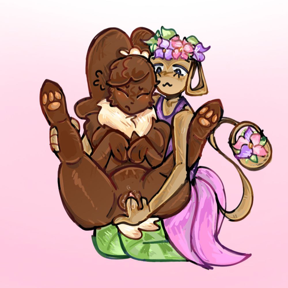 bassie (dandy's world), bunny girl, c0c5lkih, cocoa (dandy's world), dandy's world, female, female only, femdom, fingering partner, lesbian, lesbian sex, paws, pussy, tail, toxic yuri, wet pussy