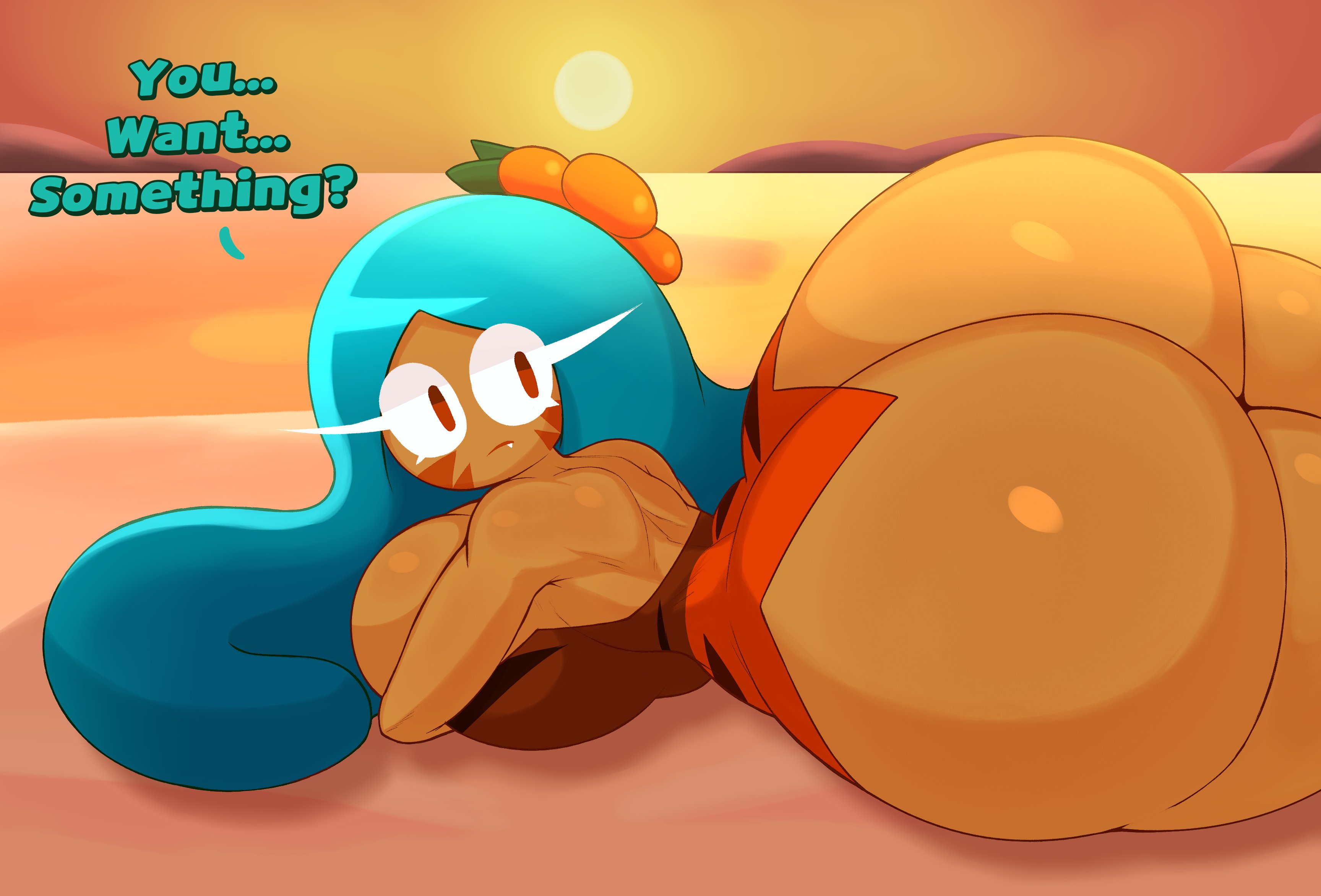1girls, ass, ass bigger than head, ass focus, big ass, big breasts, blue hair, breasts, breasts bigger than head, brown body, cookie run, cookie run kingdom, curvaceous, curvy, curvy body, curvy female, curvy figure, fat ass, female, female focus, female only, fromariels, huge ass, huge breasts, huge thighs, hyper ass, large ass, large breasts, loaf, long hair, looking at viewer, massive ass, solo, thick thighs, thighs, thunder thighs, tiger lily cookie, voluptuous, voluptuous female