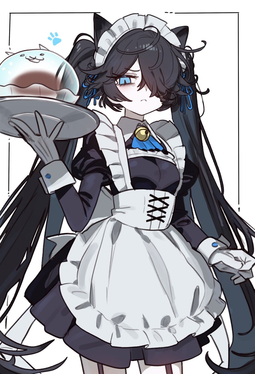 cat bell, cute, ebora, jelly dumpling cat, kasli the bane, maid uniform, the battle cats, youngmanisdown