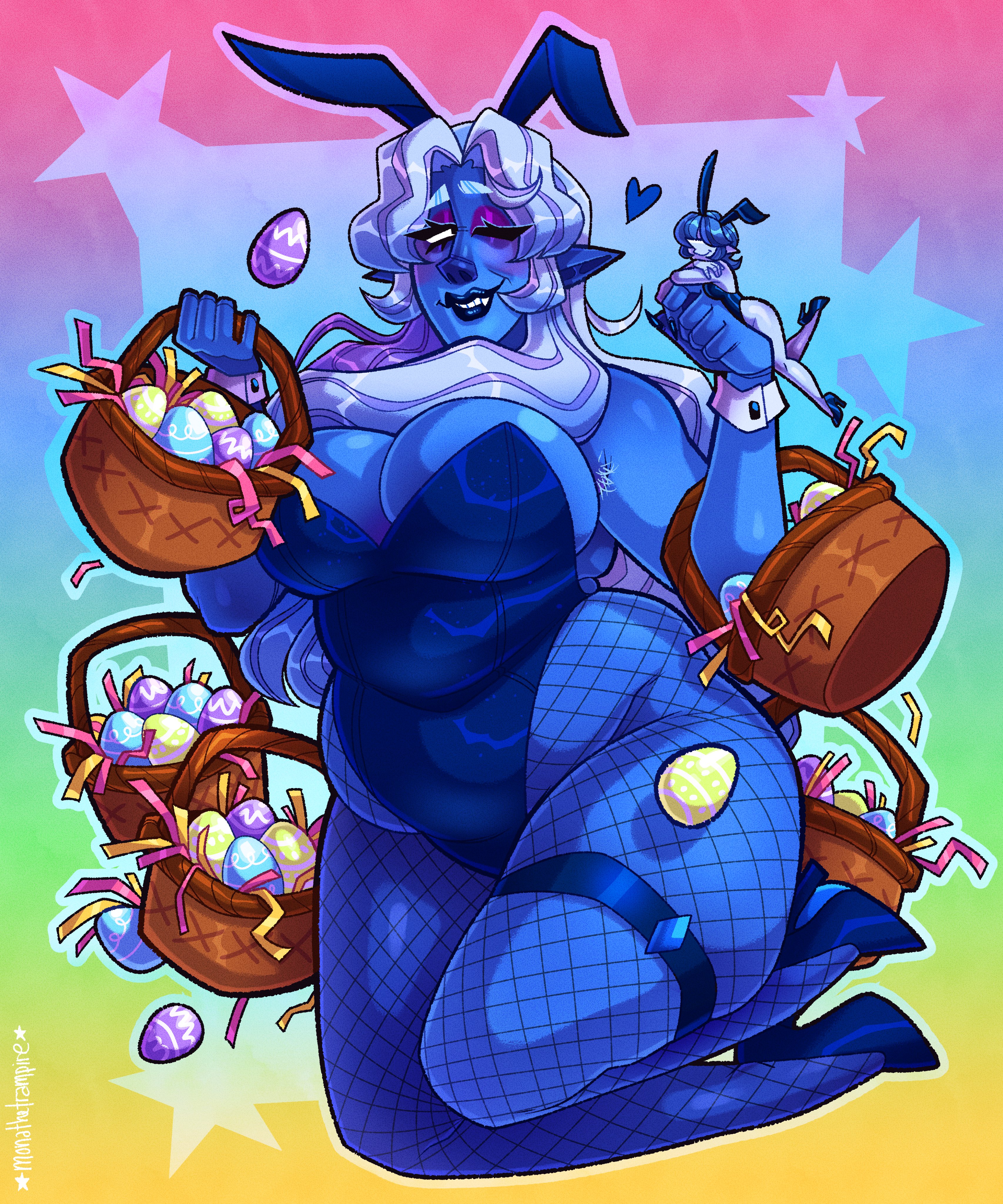 1girls, ass, bbw, big breasts, big thighs, blue diamond (steven universe), breasts, bunny costume, bunny girl, bunnysuit, chubby, chubby female, easter, fanart, female, fishnet, fishnet legwear, fishnet stockings, fishnets, large breasts, monathetrampire, pinup, playboy bunny, playboy bunny leotard, steven universe, stockings, thick ass, thick legs, thick thighs, thunder thighs, thunderthighs, wink, winking at viewer