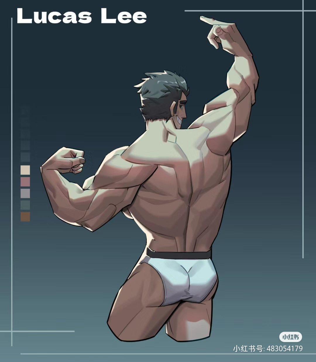1boy, anoko nai, ass, back, back view, bara, biceps, english text, gay, gay male, lucas lee, male, male focus, male only, muscular, muscular arms, muscular male, scott pilgrim, shirtless, solo, solo male, text, topless, topless male, underwear, yaoi