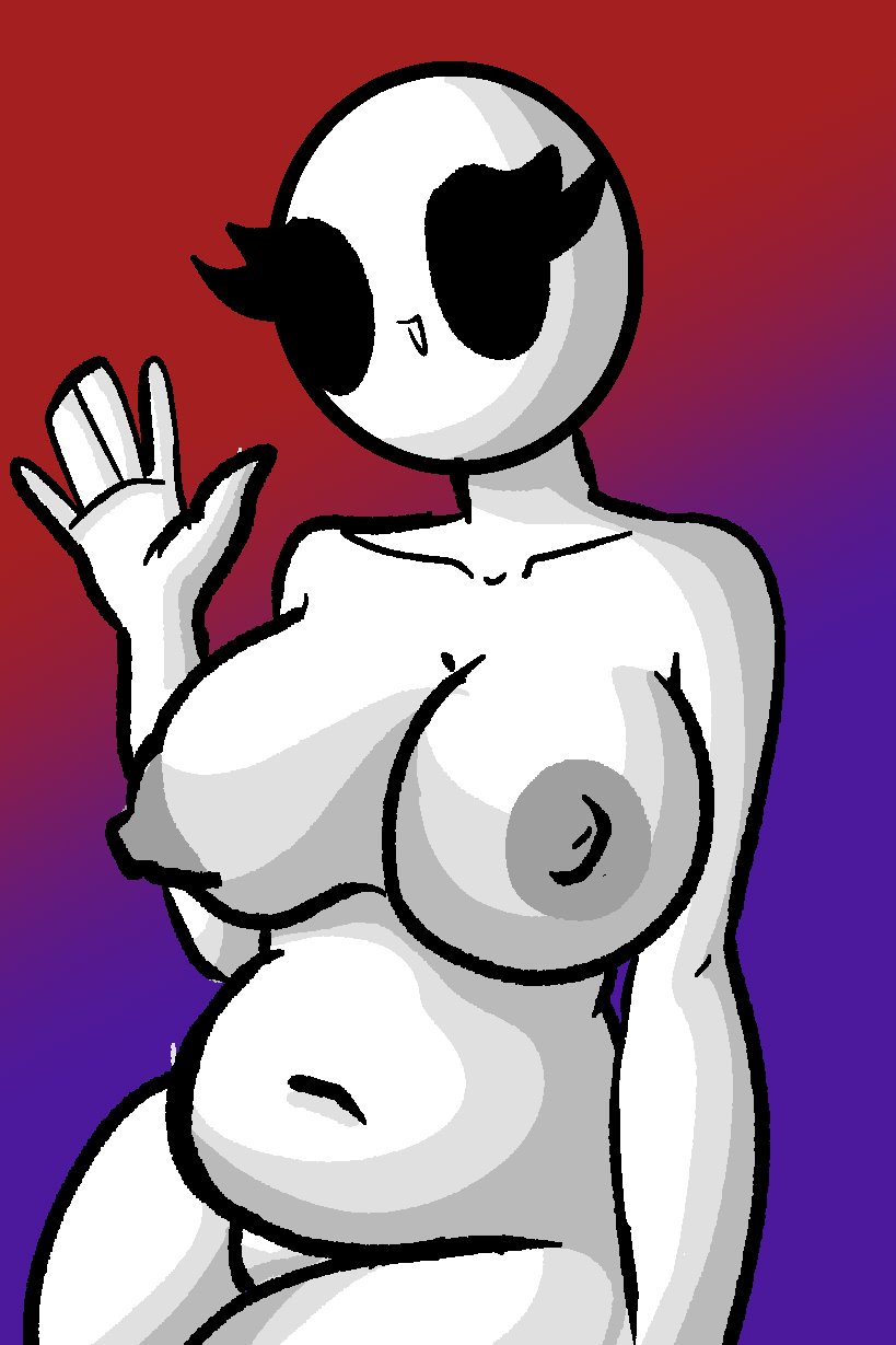 1girls bald bald_female black_eyes breasts chetoh chubby chubby_female claire_(chetoh) completely_nude egg female female_focus female_only grey_nipples naked naked_female nipples nude nude_female oc original original_character smile smiling smiling_at_viewer waving waving_at_viewer white_body