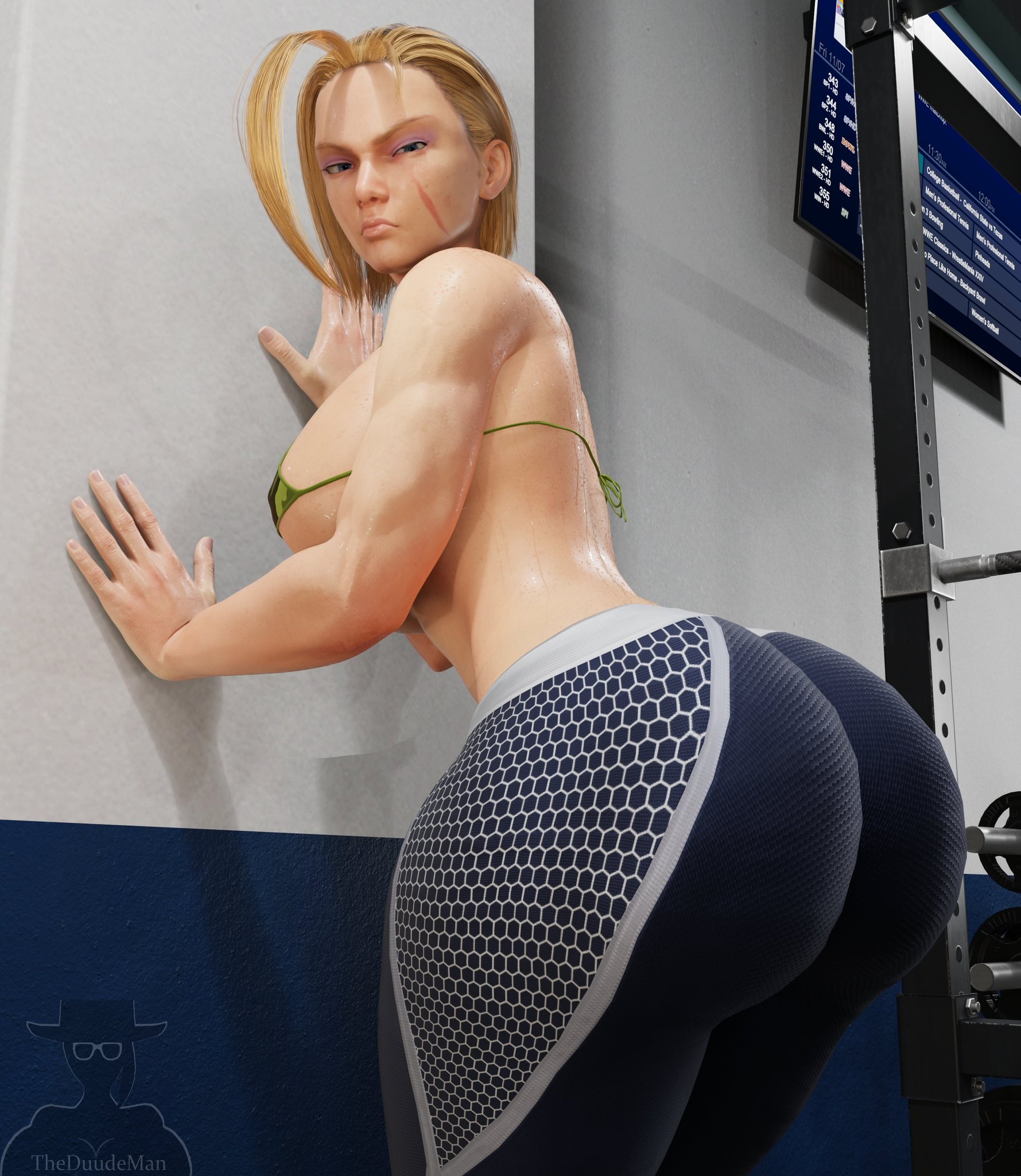 1girls, 3d, annoyed, annoyed expression, ass, big ass, big breasts, blender, blender (software), blonde female, blonde hair, breasts, bust, busty, cammy white, cammy white (street fighter 6), capcom, clothed, clothing, curvaceous, curvy, curvy figure, fat ass, female, full color, fully clothed, gym, hips, hourglass figure, huge ass, huge breasts, jacket, large ass, large breasts, light skin, light-skinned female, looking at viewer, mature, mature female, no penetration, shiny skin, slim waist, solo, solo female, street fighter, street fighter 6, sweat, theduudeman, thick, thick hips, thick legs, thick thighs, thighs, tight clothing, voluptuous, waist, wide hips, workout, yoga pants
