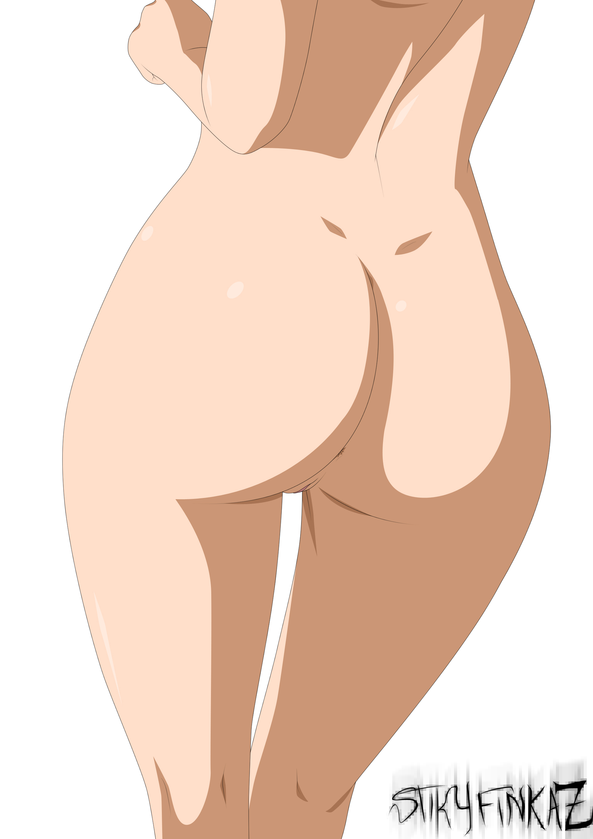 anus, ass, ass focus, female, from behind, naruto, naruto (series), nude, pussy, sarada uchiha, simple background, solo, stiky finkaz