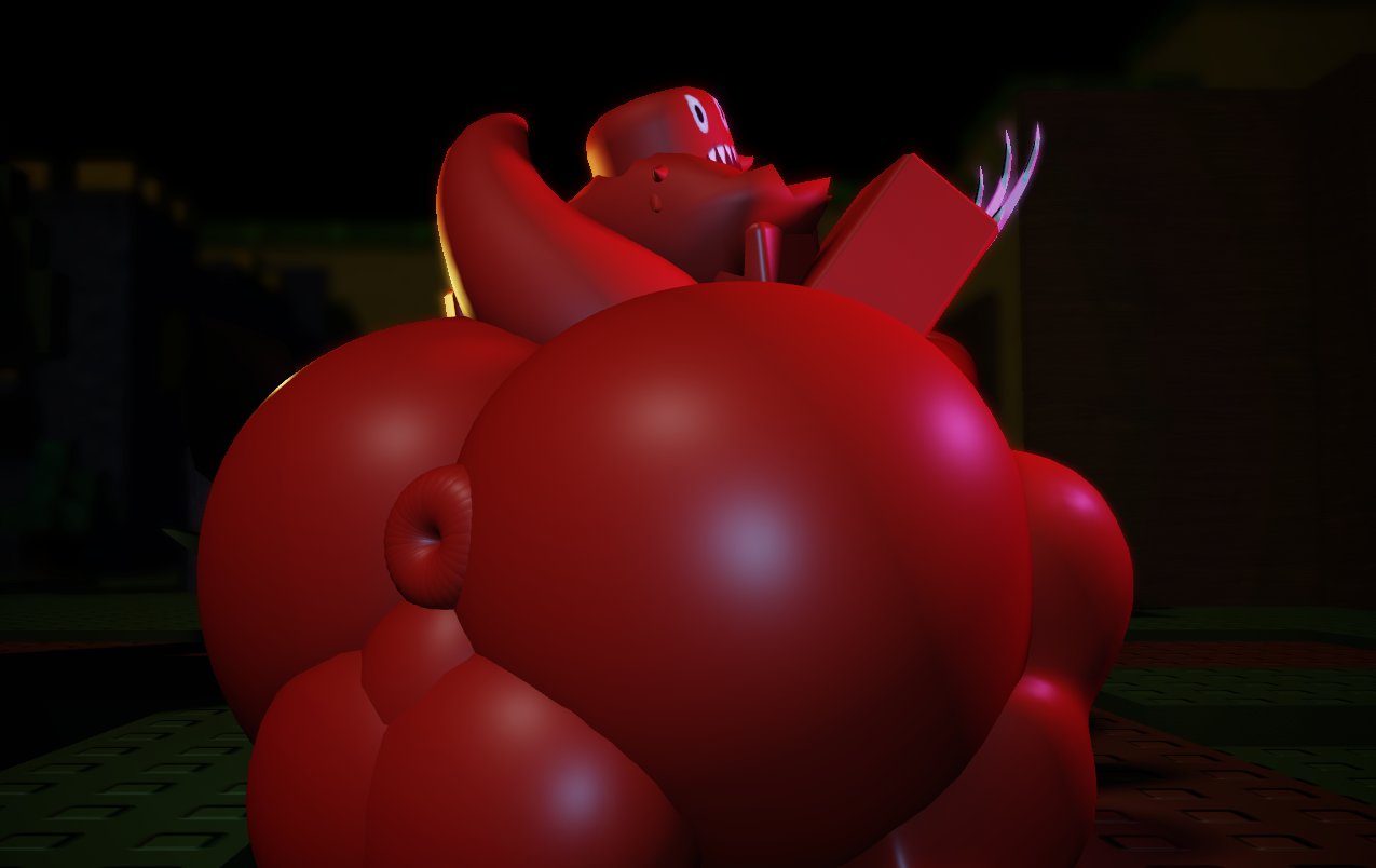 3d, anus, ass, avewagetrashuwu, balls, drakobloxxer, hyper ass, hyper balls, male, puffy anus, red body, red fur, roblox avatar