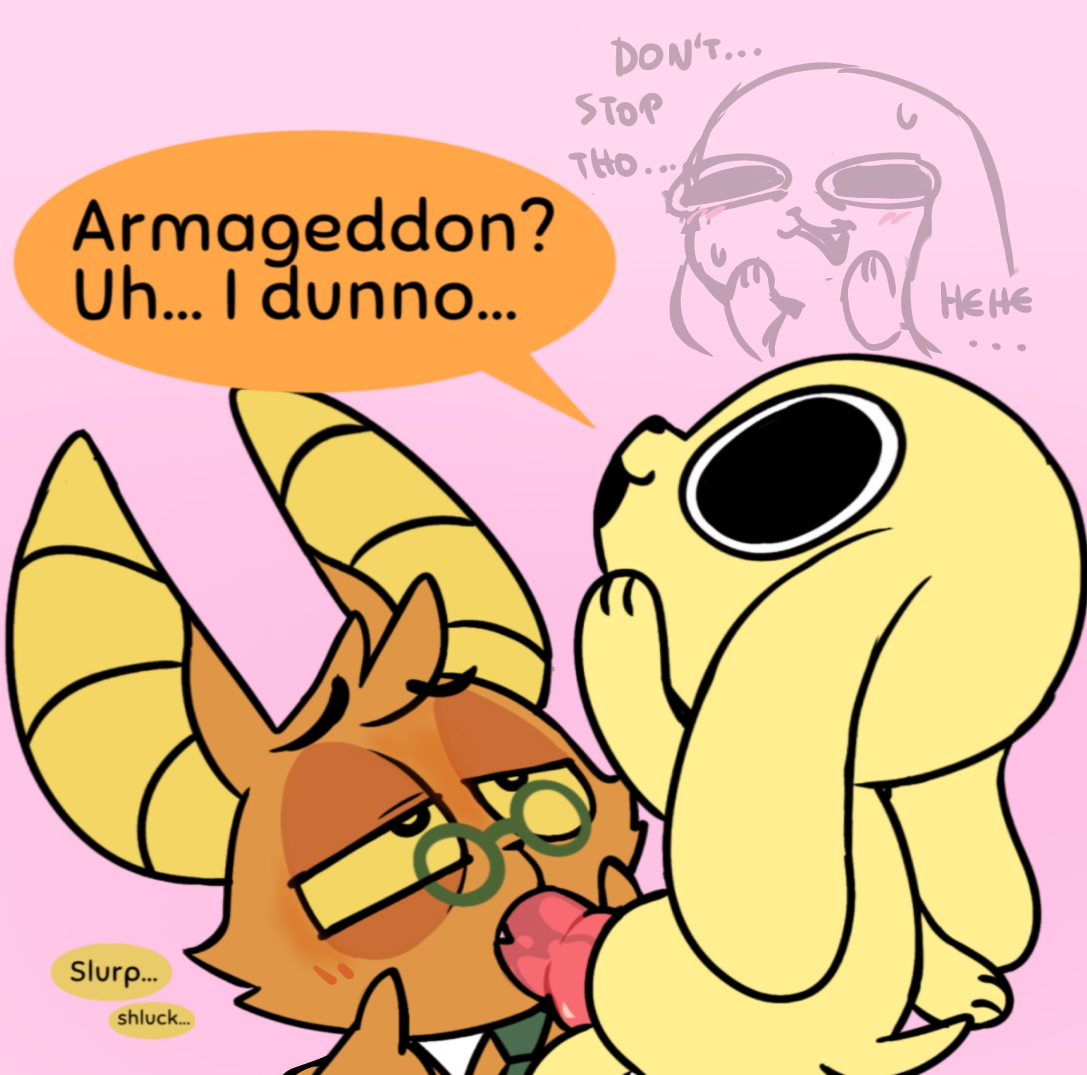 accurate art style, animal genitalia, bat, blowjob, canine, canine penis, cartoon, chikn nuggit, chikn nuggit (chikn nuggit), dog, furry, gay, male, male only, male/male, onyn ring (chikn nuggit), oral, oral sex, penis, pleasure face, yaoi