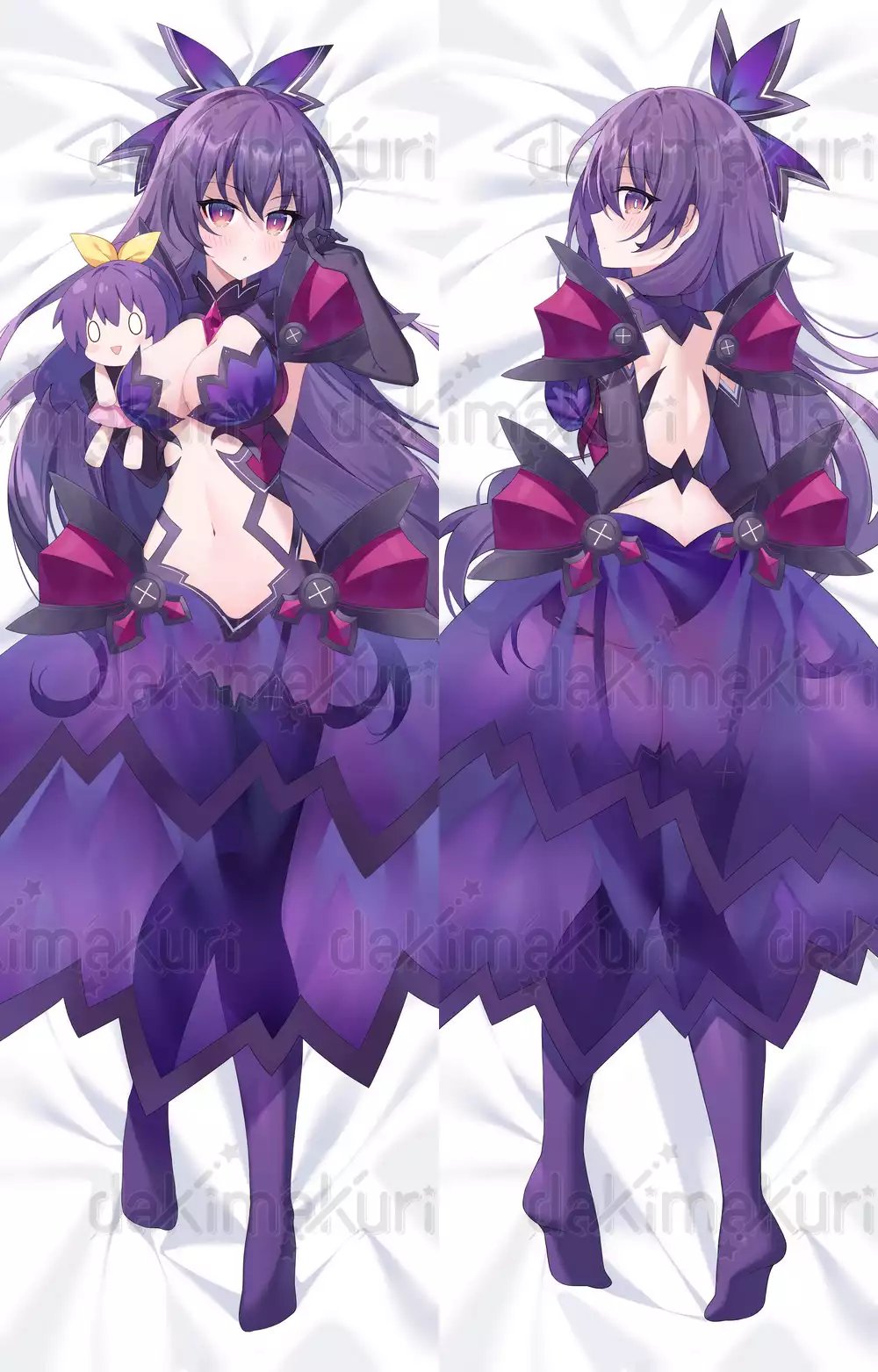 ass belly belly_button breasts dakimakura dakimakura_design date_a_live exposed_torso light-skinned_female panties purple_eyes purple_hair socks solo solo_female yatogami_tenka yatogami_tohka