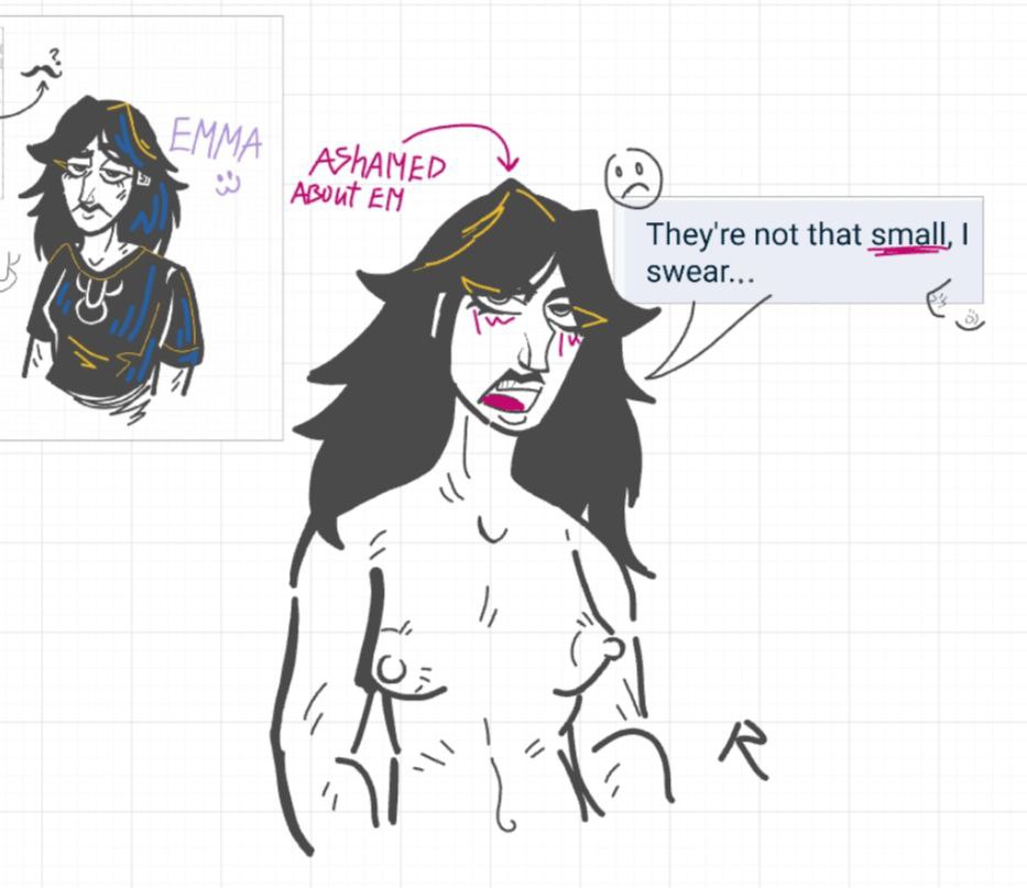 adult adult_female average_breasts avoiding_eye_contact black_white blushing breasts chest dialogue dialogue_box dialogue_bubble female female_human human incredibox incredibox_oc oc old_art old_artwork original_character risobase small_breasts text translator whiteboardfox