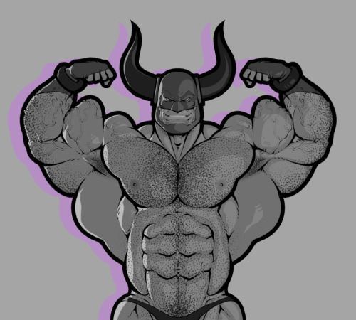 balls bara big_muscles big_penis black_shadow body_hair f-zero flexing horns male male_only mask monochrome muscles muscular penis ripped-saurian solo solo_male