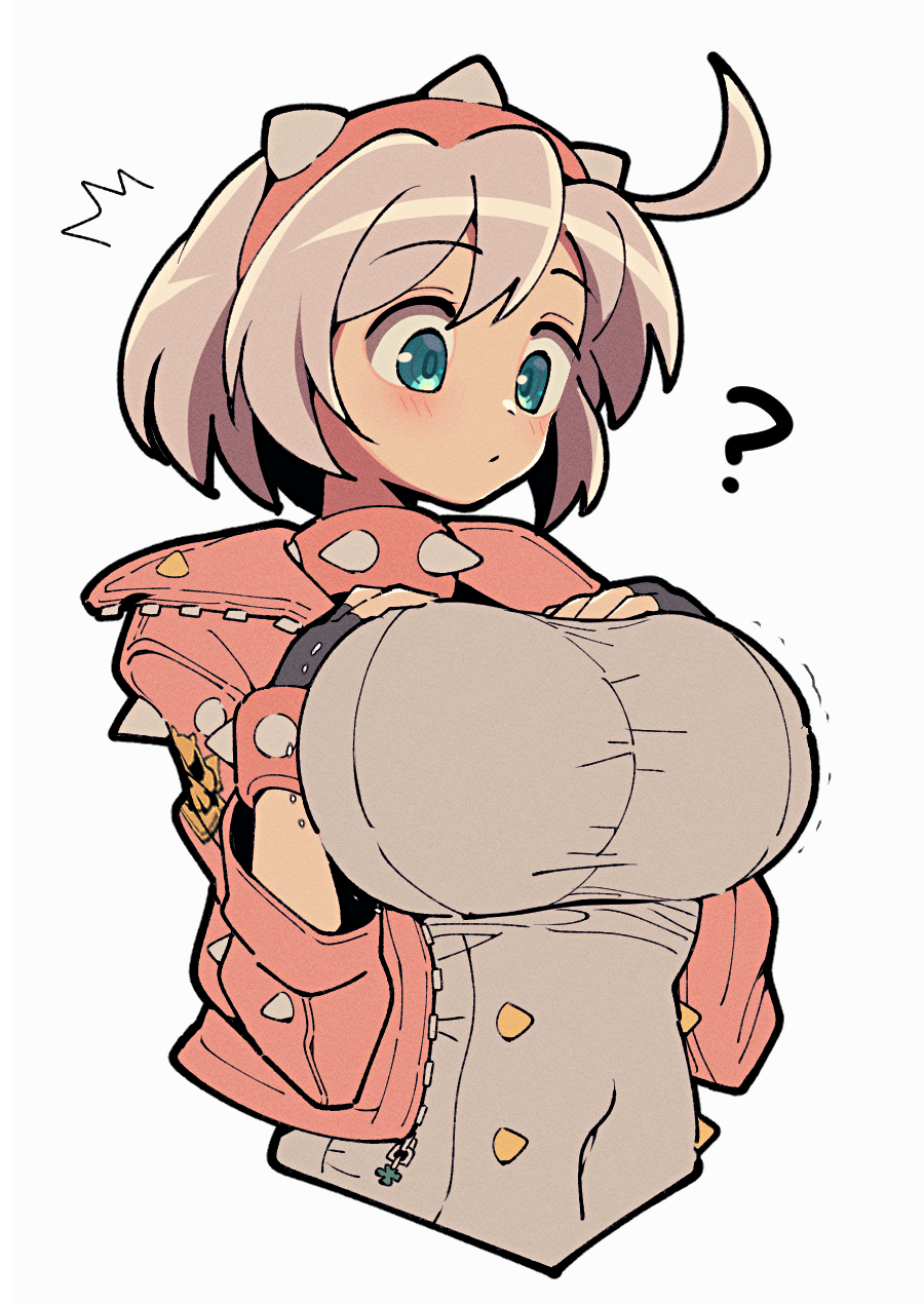 bodysuit clothed elphelt_valentine guilty_gear guilty_gear_strive huge_breasts itsuka_neru pov tight_clothing white_hair