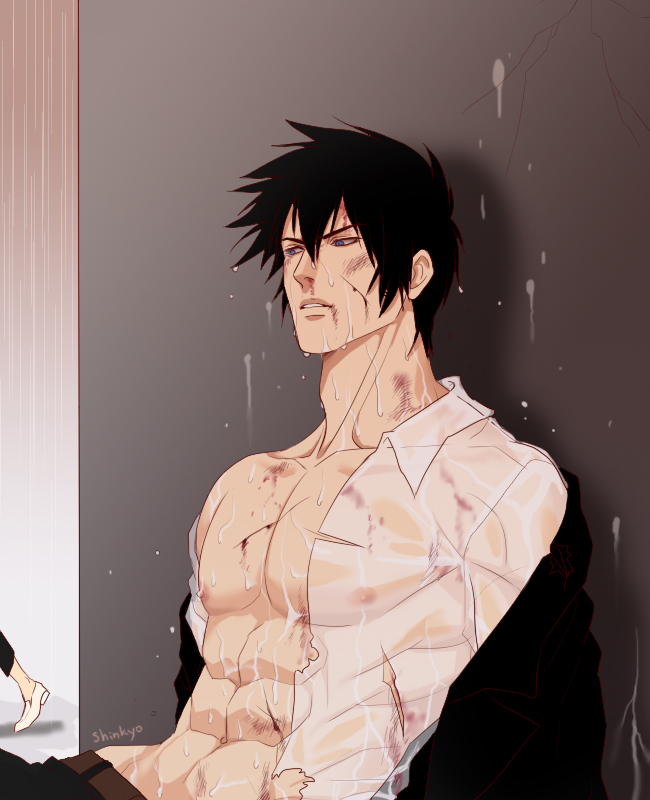 abs after_sex bruises cum gradient_background kougami_shin'ya psycho-pass yaoi