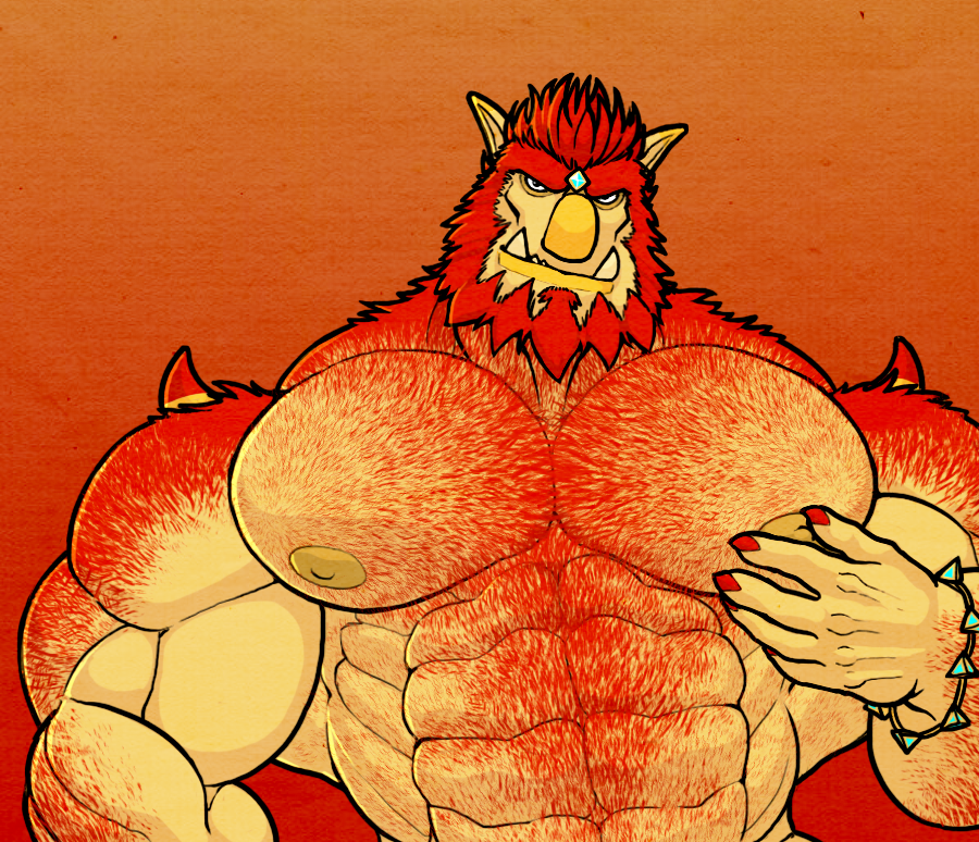 bara big_muscles body_hair knack knack_(character) male male_only muscles muscular nude ripped-saurian solo solo_male