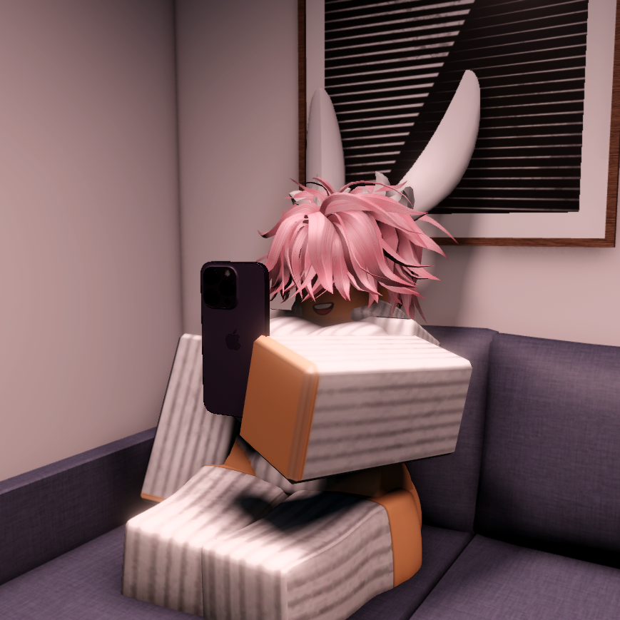 1girls 3d big_ass big_breasts cute iphone living_room phone pink_hair roblox robloxian seated self_upload short_hair smg32 sweater tagme