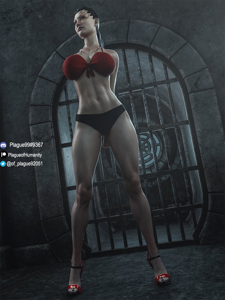 3d abs ashrah athletic athletic_female big_ass big_breasts black_hair breasts busty demon demon_girl female female_focus female_only heels hourglass_figure large_breasts lingerie long_hair makeup mortal_kombat mortal_kombat_1_(2023) navel netherrealm_studios pale-skinned_female pale_skin pinup pinup_girls pinup_pose plague_of_humanity_(artist) standing tagme text wide_hips