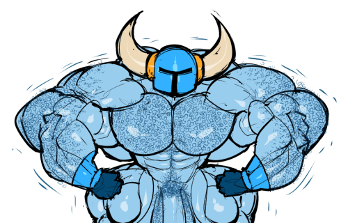 balls bara big_muscles big_penis body_hair flaccid flexing helmet male male_only masked_only muscles muscular nude penis ripped-saurian shovel_knight shovel_knight_(character) solo solo_male