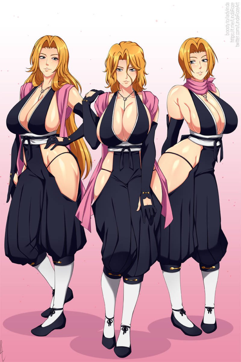 3girls bleach blonde_hair large_breasts lindaroze matsumoto_rangiku necklace_between_breasts rangiku_matsumoto scarf