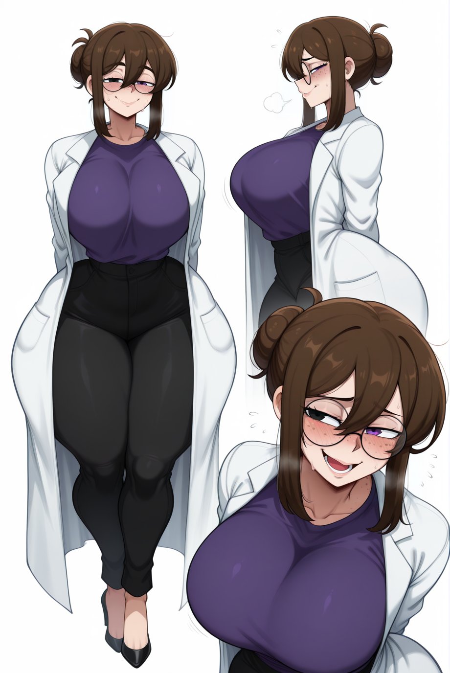 1girls, 2025, aged up, ai generated, arms behind back, big ass, big breasts, black eye, brown hair, bubble butt, child bearing hips, dat ass, dumptruck ass, el memc, fat ass, female, female only, freckles, glasses, heterochromia, horny, horny female, huge ass, huge breasts, hyper breasts, imminent sex, looking at viewer, looking pleasured, memch0, milf, mommy, musk, musk clouds, oc, original, original character, pink eye, sofia (memch0), sweat, sweatdrop, sweating, sweaty, text, thick thighs, thunder thighs, tight clothing