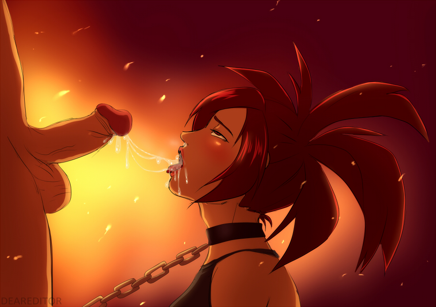 after rape, bangs, broken rape victim, chains, choker, collar, cum, cum in mouth, cum on face, cum trail, cumdrip, deareditor, erection, excessive cum, female, flannery (pokemon), gym leader, half-closed eyes, human, human only, kneeling, lips, long hair, lowres, male, nintendo, overflow, penis, pokemon, pokemon oras, rape, red eyes, red hair, sex slave, source request, spiky hair, tongue, tongue out
