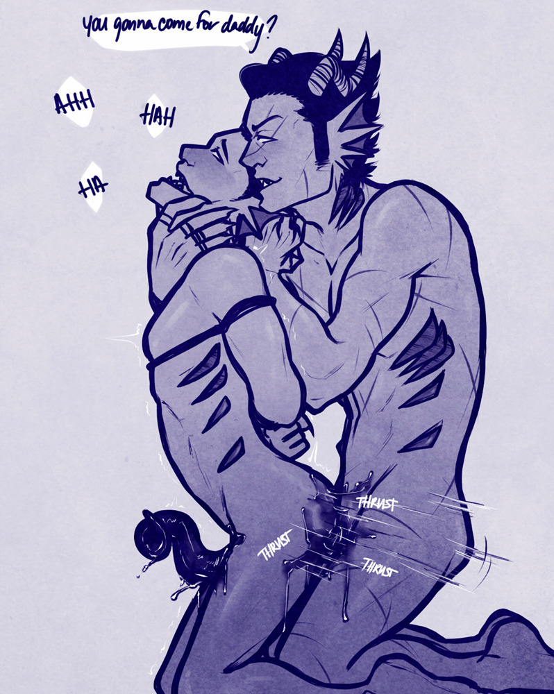 2boys cronus_ampora daddy_kink eridan_ampora gay homestuck horns incest monochrome scar_on_face scars_all_over tagme tentacle_penis text unusual_penis yaoi