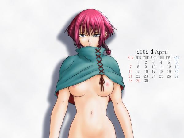 0-g_(0-g_labo) 1girls 2002 breasts calendar_(medium) chloe_(noir) female looking_at_viewer nipples noir_(anime) tagme white_background