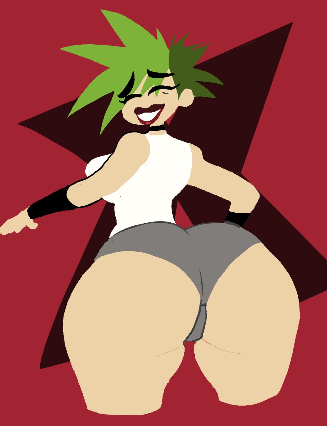 1girls, ass, big ass, bottom heavy, bubble ass, bubble butt, fat ass, female, female only, green hair, huge ass, large ass, lemonadepikachu, massive ass, solo, the x's, thick ass, thick thighs, tuesday x, wide hips