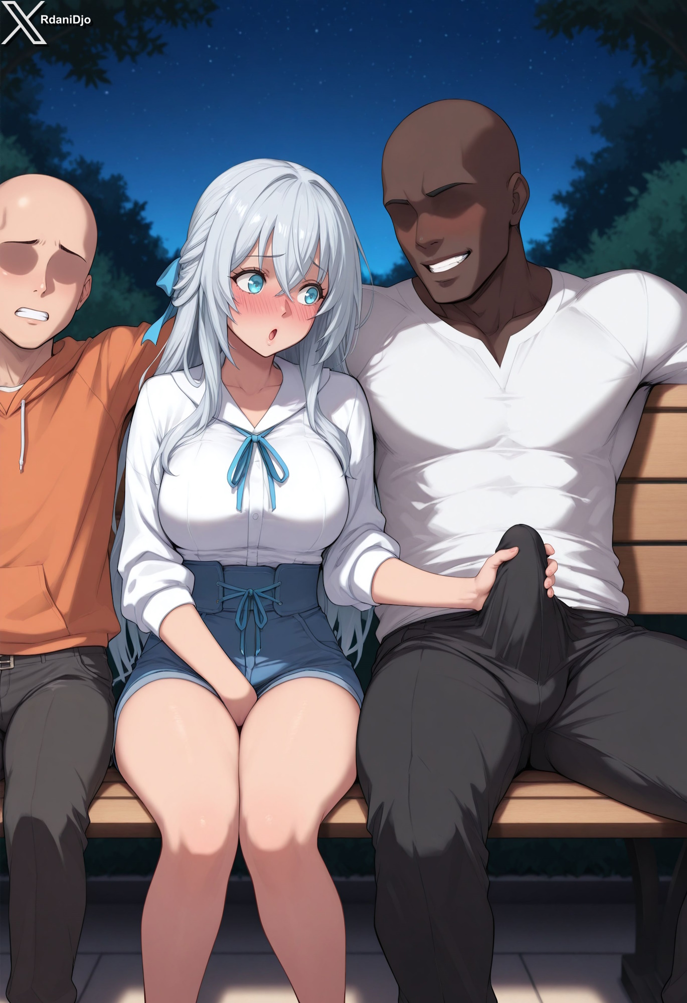 1girls, ai generated, cheating, cheating girlfriend, dark skin, dark-skinned male, female, interracial, male, minority, netorare, ntr