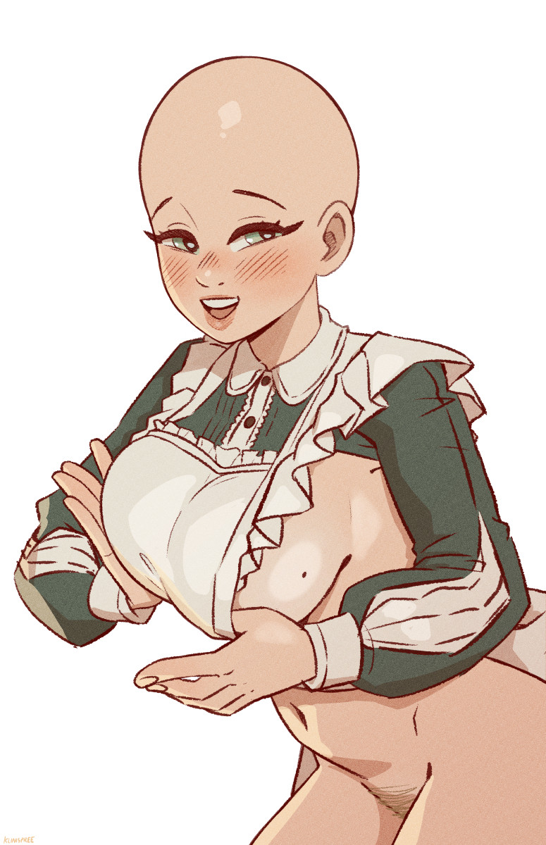 1girls bald bald_female belly big_breasts blush breasts eyelashes female female_only female_pubic_hair green_eyes hairy_pussy half-closed_eyes hands hands_on_breasts klimspree light-skinned_female light_skin lips looking_at_viewer meme mole mole_on_breast navel nimi_nightmare open_mouth open_smile partially_clothed pubic_hair sideboob sleeves smile solo stomach tagme virtual_youtuber white_background