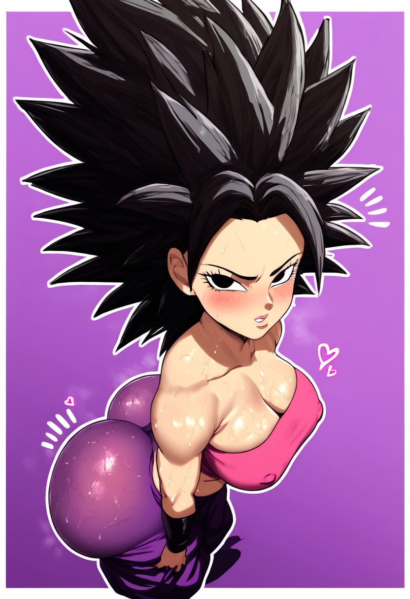 ai generated, alien, alien girl, ass, ass focus, ass up, baggy pants, big ass, big breasts, big butt, big thighs, black eyes, black hair, breasts, bubble ass, bubble butt, butt focus, caulifla, dragon ball, dragon ball super, enormous ass, enormous butt, enormous thighs, fat ass, fat butt, female, huge ass, huge breasts, huge butt, humanoid, massive ass, massive butt, massive thighs, saiyan, saiyan female, simple background, sweat, sweaty, sweaty ass, sweaty body, sweaty butt, thick, thick ass, thick butt, thick thighs, thighs, zeca997