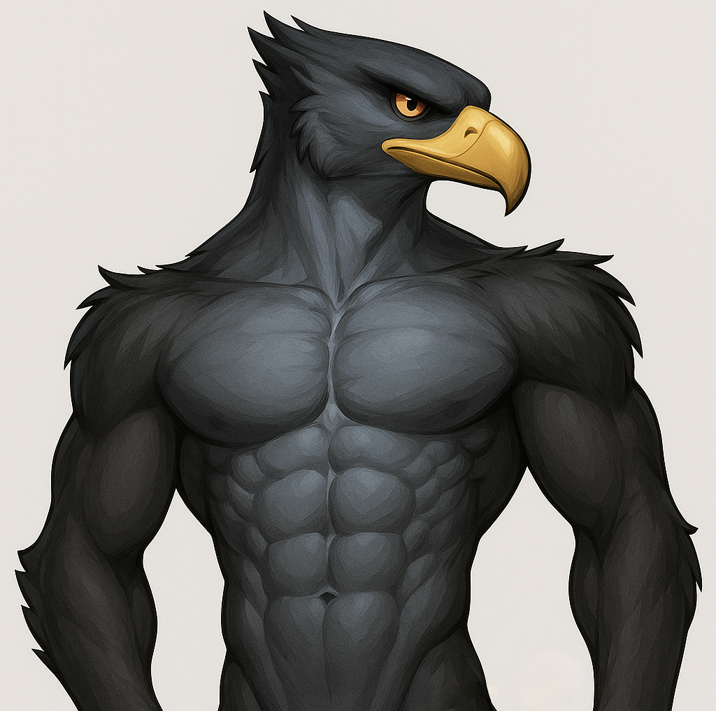 abs ai_generated anthro athletic athletic_anthro athletic_male avian beak biceps bird feathers furry hybrid male muscular muscular_anthro muscular_male navel nipples nude pecs ripped_muscles toned_body toned_muscles toned_stomach