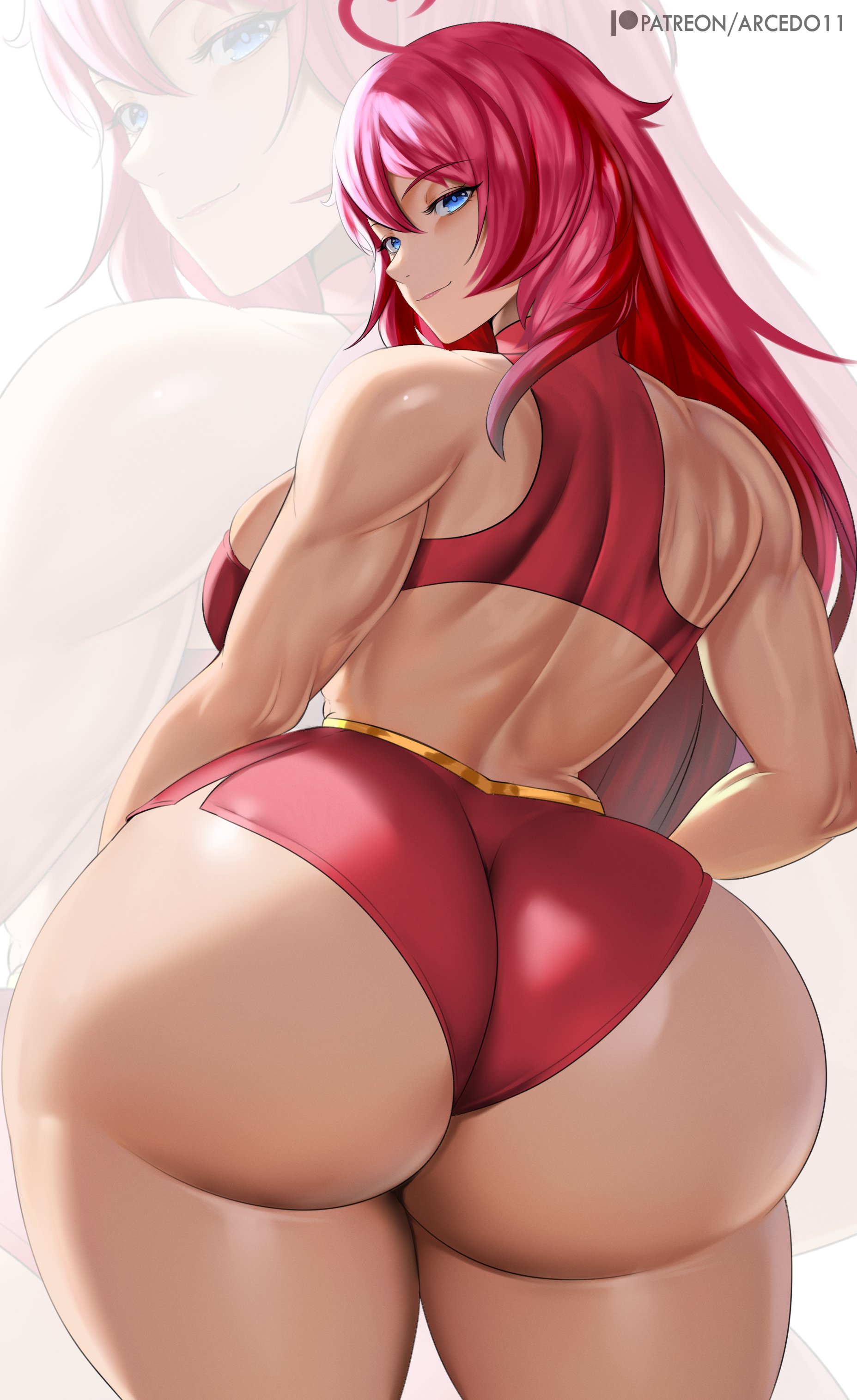 1girls, arcedo, ass, ass bigger than head, big ass, blue eyes, bubble ass, bubble butt, female, hyper ass, jaxdrawz, jpg, muscular, muscular back, muscular female, red hair, solo, solo female, sophie (jaxdrawz), tagme, toned, toned female, twitter link