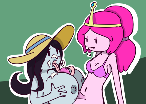 adventure adventure_time big_breasts breasts cum cum_on_face dickgirl duo female futa_on_female futanari hair hat intersex intersex/female magicalporntime marceline mob_face nipples open_mouth paizuri penis princess_bubblegum time tongue