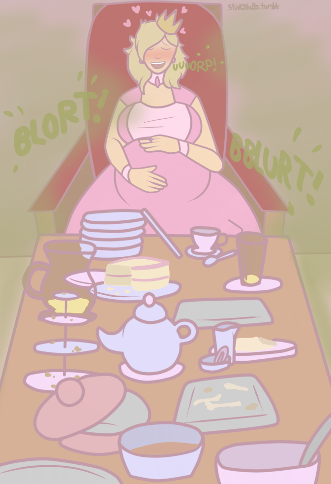 batcat big_belly bloated_belly blush burp burp_cloud burp_fetish burping buttsybobcat chubby_female fart fart_cloud fart_fetish farting full_stomach gassy_female hands_on_own_belly hearts_around_head pink_dress plates princess stuffed_belly