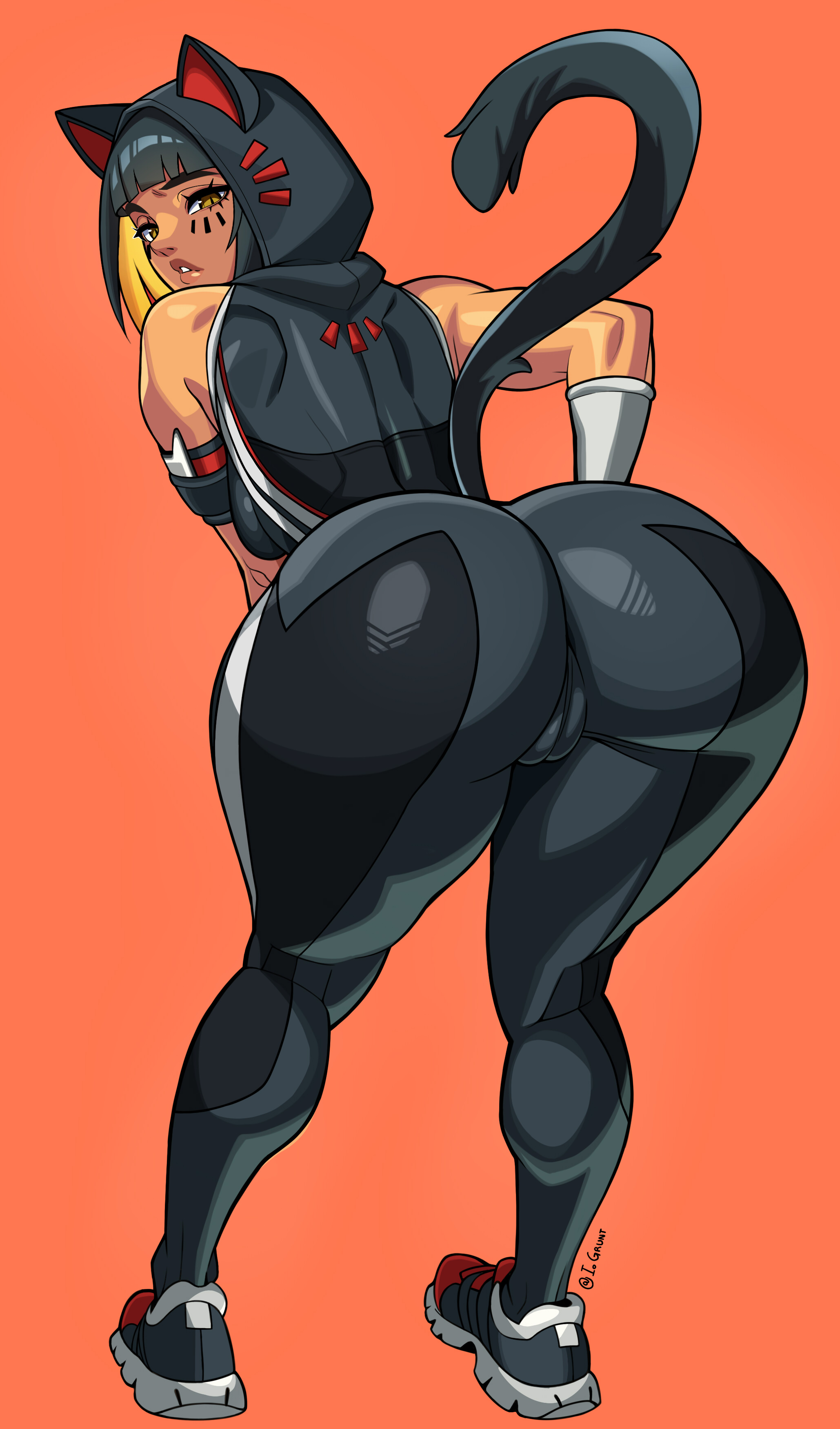 1girls, agata (fortnite), ass, ass focus, bob cut, cameltoe, cat ears, cat tail, female, fortnite, fortnite: battle royale, iogrunt, pussy, sneakers, solo, standing