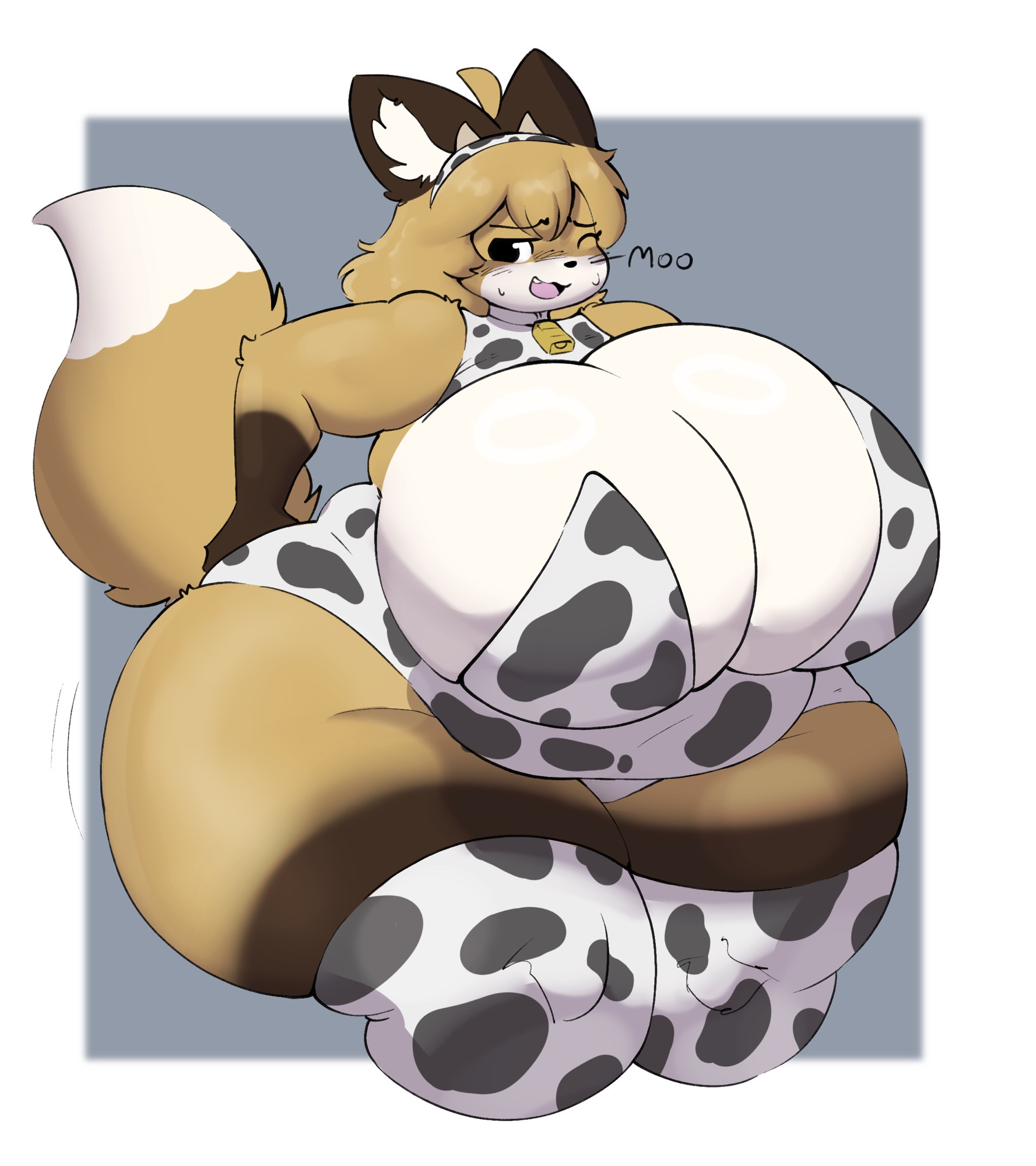 bbw, big breasts, breasts, cleavage, cow print, female, fujiko (inazuma kat), furry, huge breasts, hyper breasts, inazuma kat, overweight, tagme, thick thighs, wide hips
