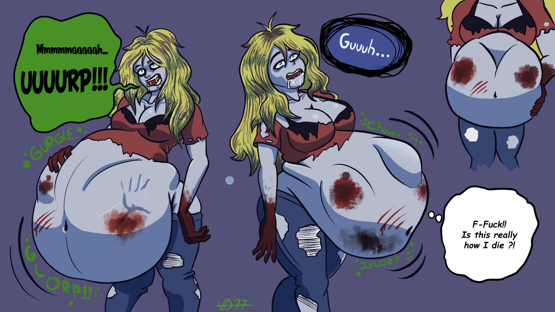1girls, digestion, female, female pred, oral vore, tagme, unwilling prey, vore, vore belly, willing pred, zombie, zombie girl